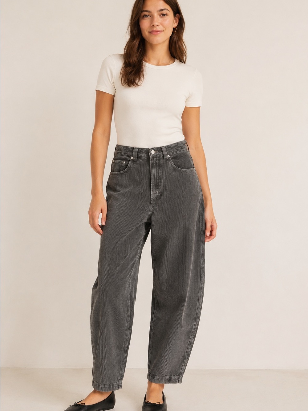 BDG Urban Outfitters Gray Corduroy Barrel-Leg Pants – Size 0